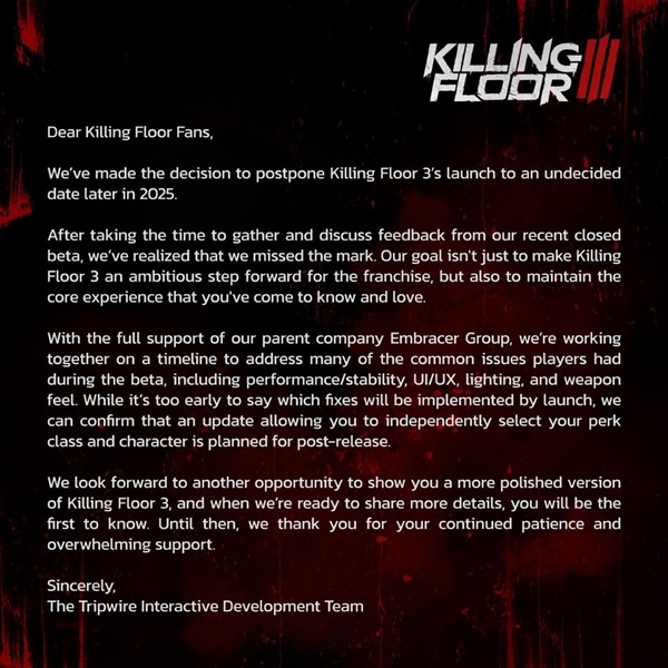 《Killing Floor 3》延期富联平台|富联娱乐注册登录缩略图